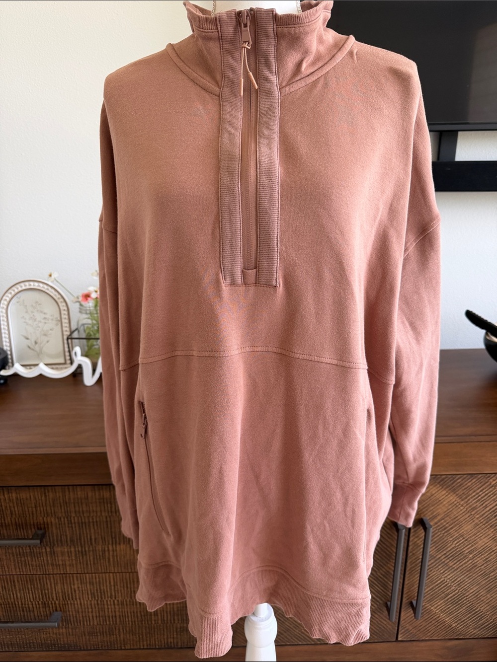 Maurices Rose Half-Zip Cowl Pullover Sweater